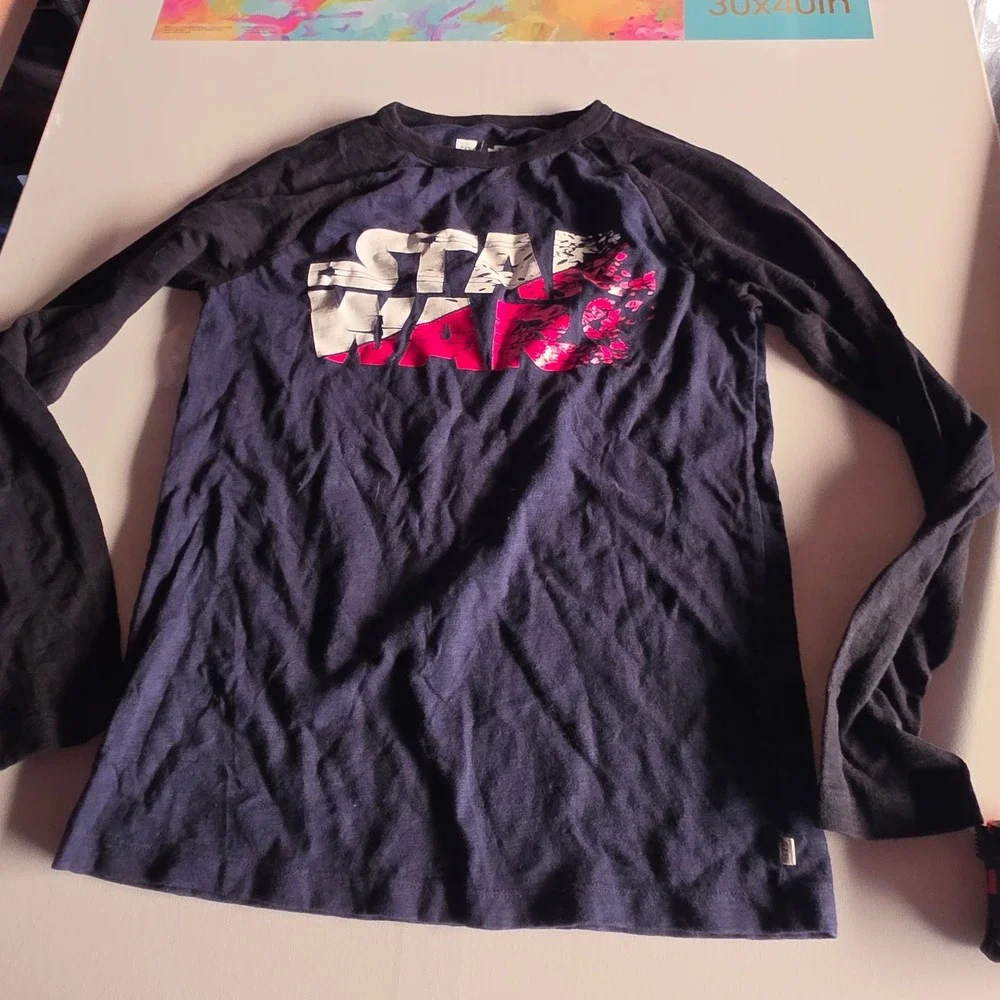 Gap Kids Star Wars Long Sleeve Raglan Graphic Tee Navy Black XL 13709